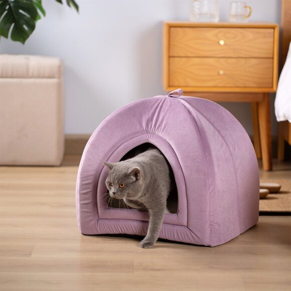 New Original Packaging - Large Cat Bed - Soft Cat Tent - Purple - 19x19 inches - Picture 7 of 7